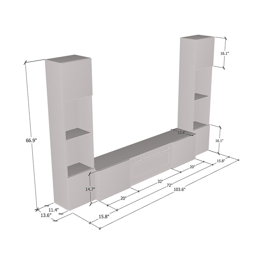 Cali WH-EF Floating Fireplace Entertainment Center