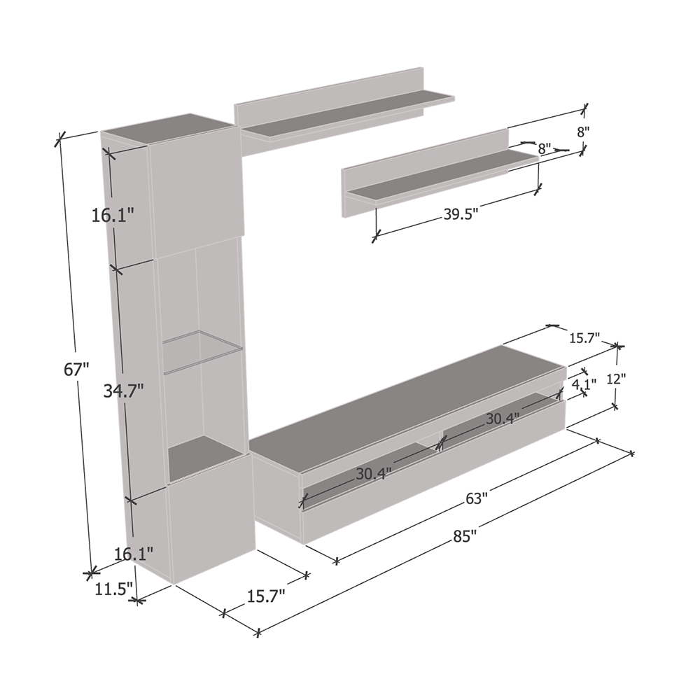 Fly G 35TV Floating Entertainment Center