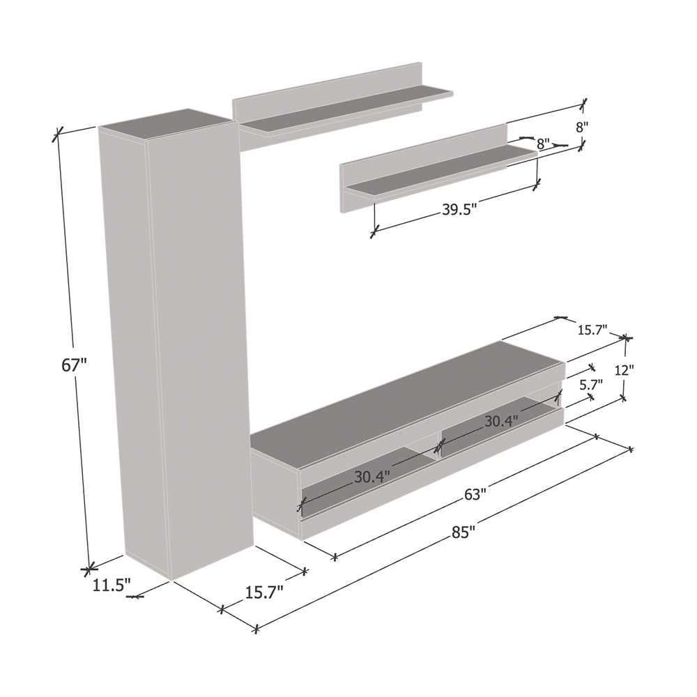 Fly G 34TV Floating Entertainment Center