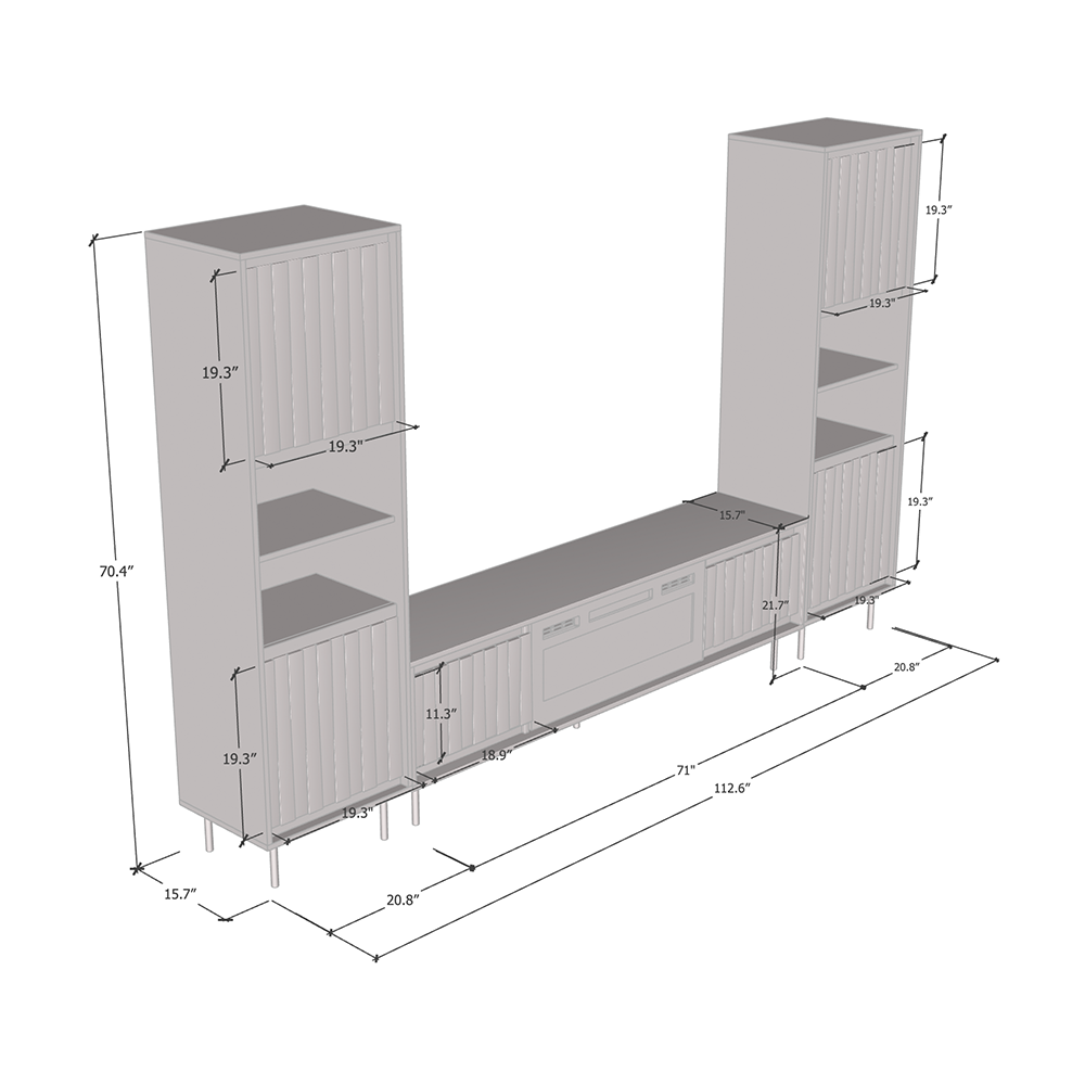 Swing 180BLEF-BK-BK Entertainment Center