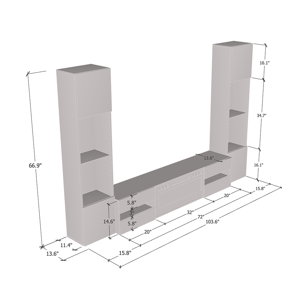Metro WH-EF Floating Fireplace Entertainment Center