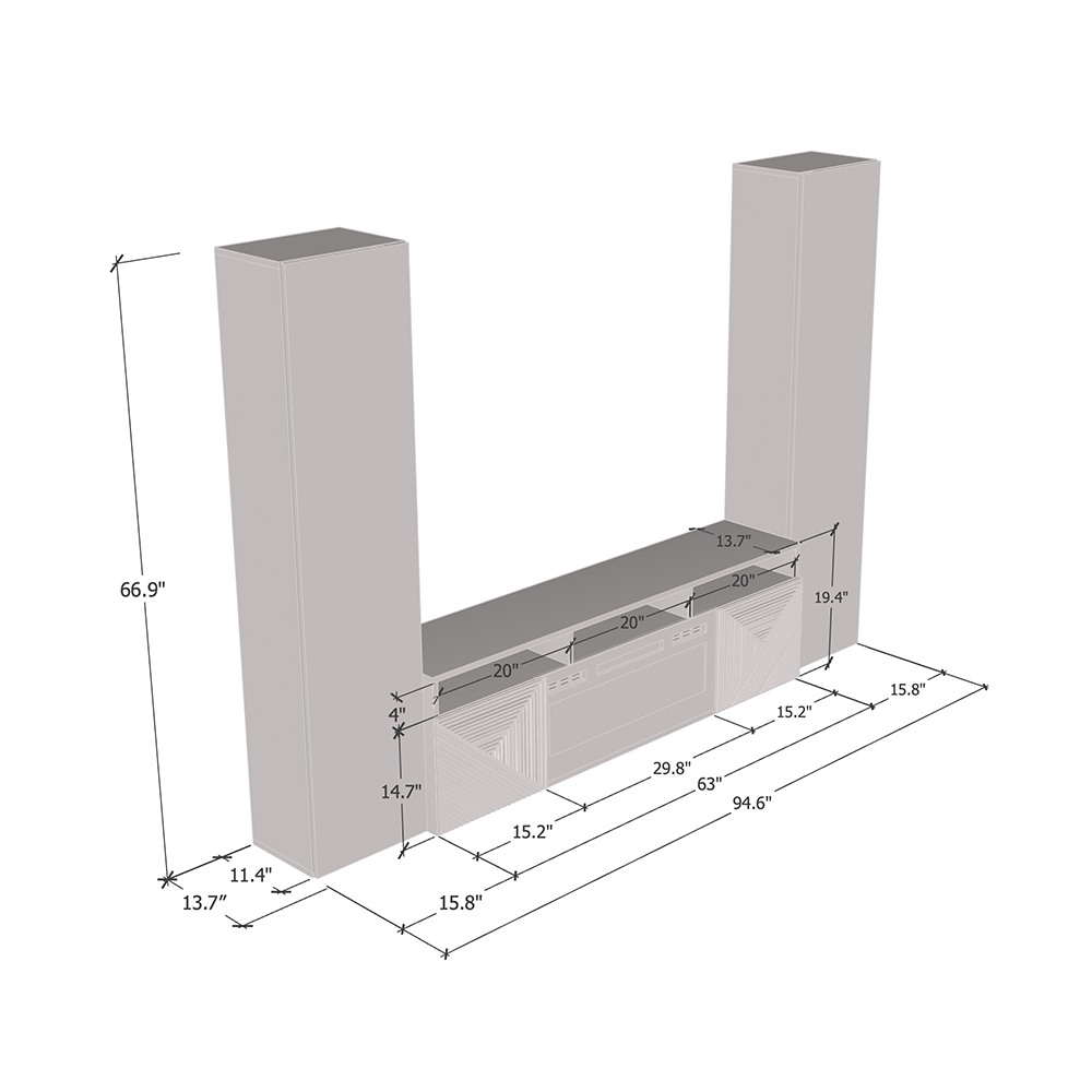 Giza WH-EF Floating Fireplace Entertainment Center