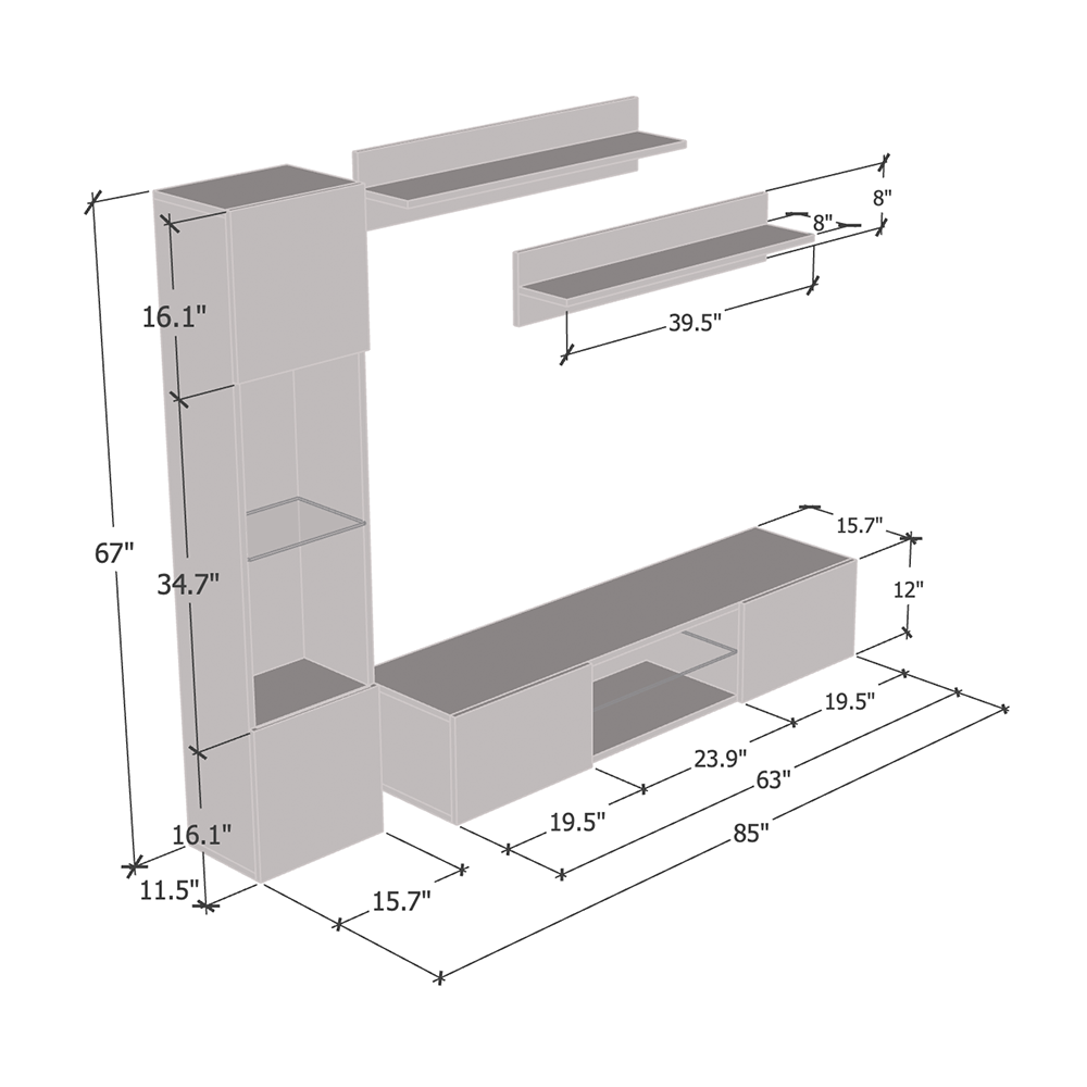 Fly G 33TV Floating Entertainment Center