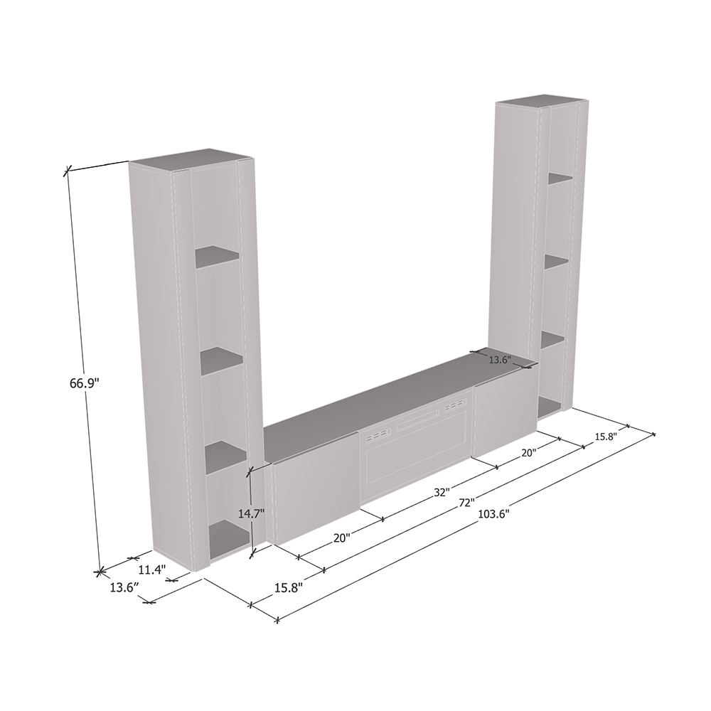Cali WH-EF Floating Fireplace Entertainment Center