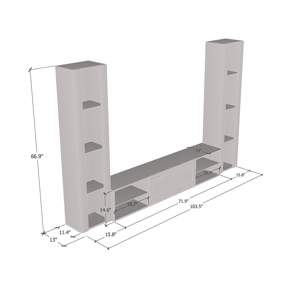 Lima BL-EF Floating Fireplace Entertainment Center