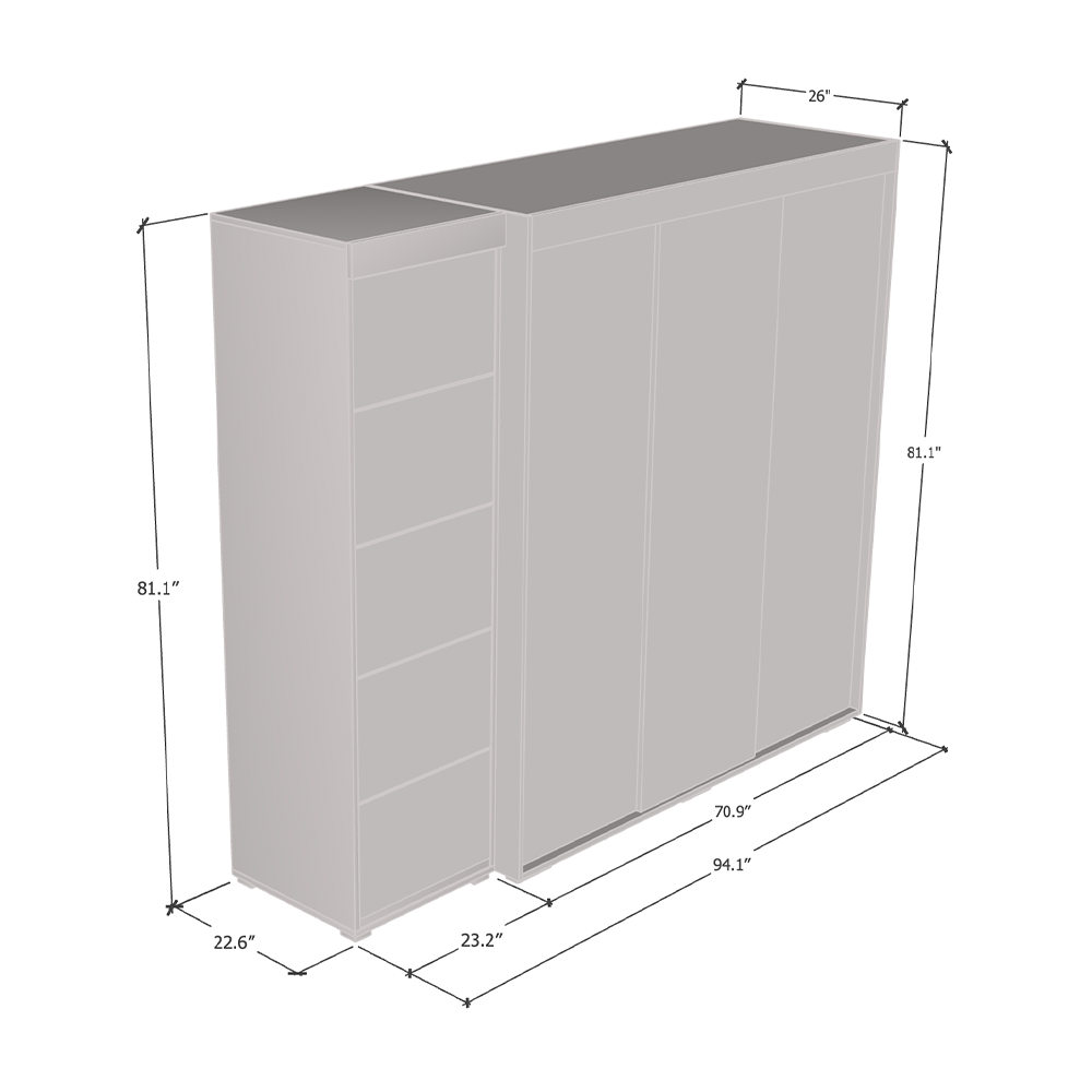 Aria 3D-EX Wardrobe with 1 Mirror