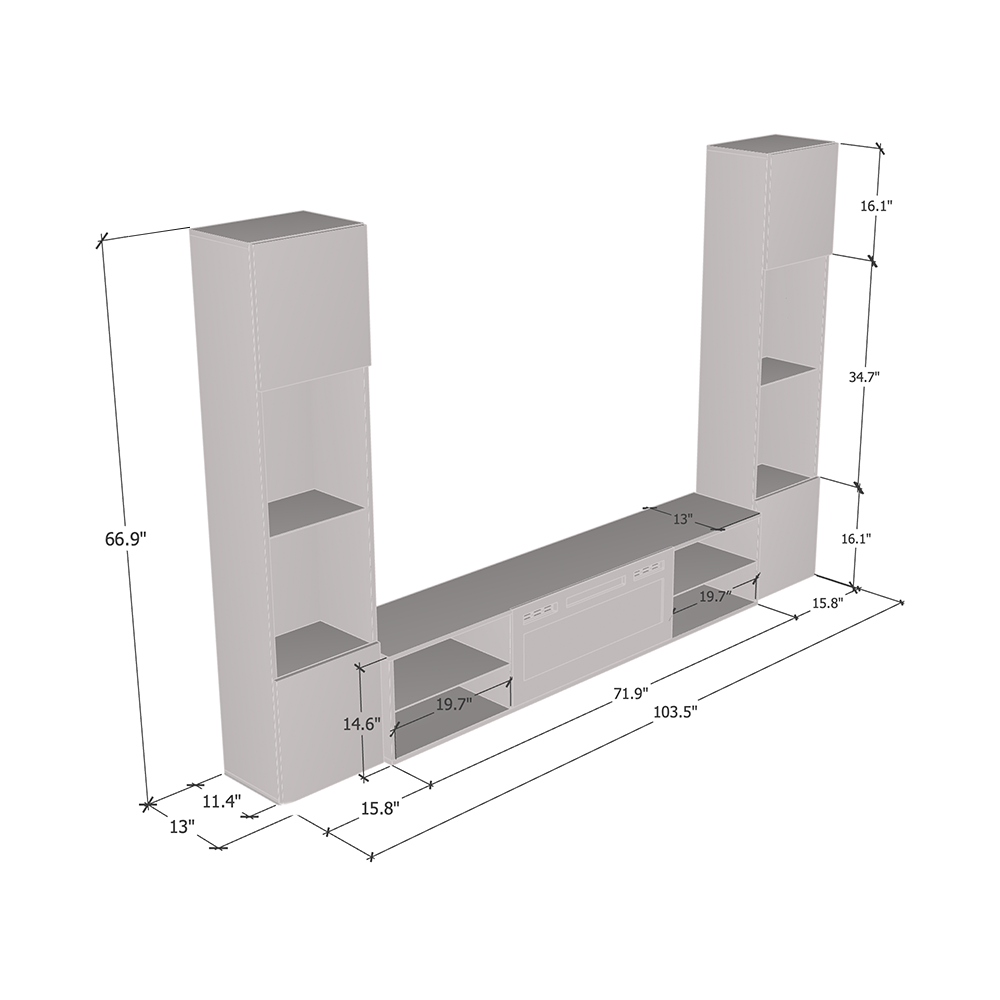 Lima WH-EF Floating Fireplace Entertainment Center