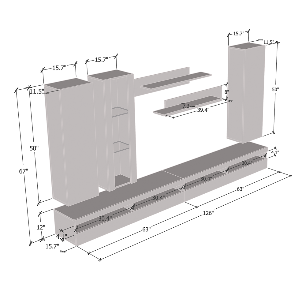 Fly E 35TV Floating Entertainment Center