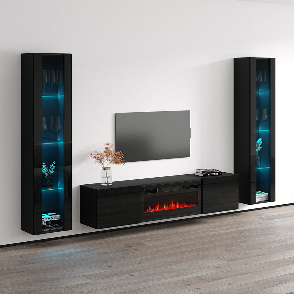 Cali BL-EF Floating Fireplace Entertainment Center