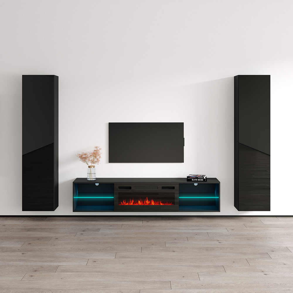 Lima BL-EF Floating Fireplace Entertainment Center