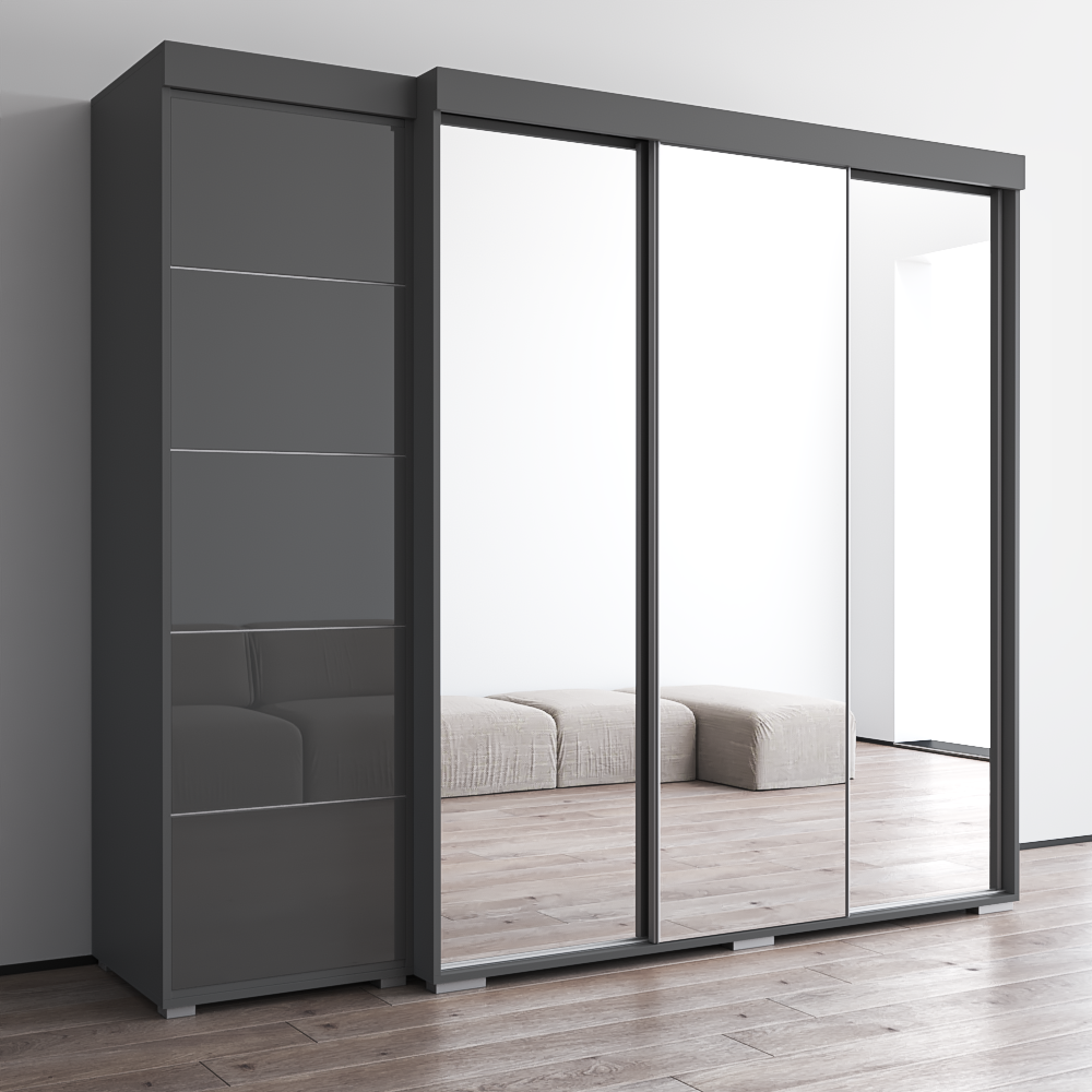 Aria 3D-EX Wardrobe with 3 Mirrors