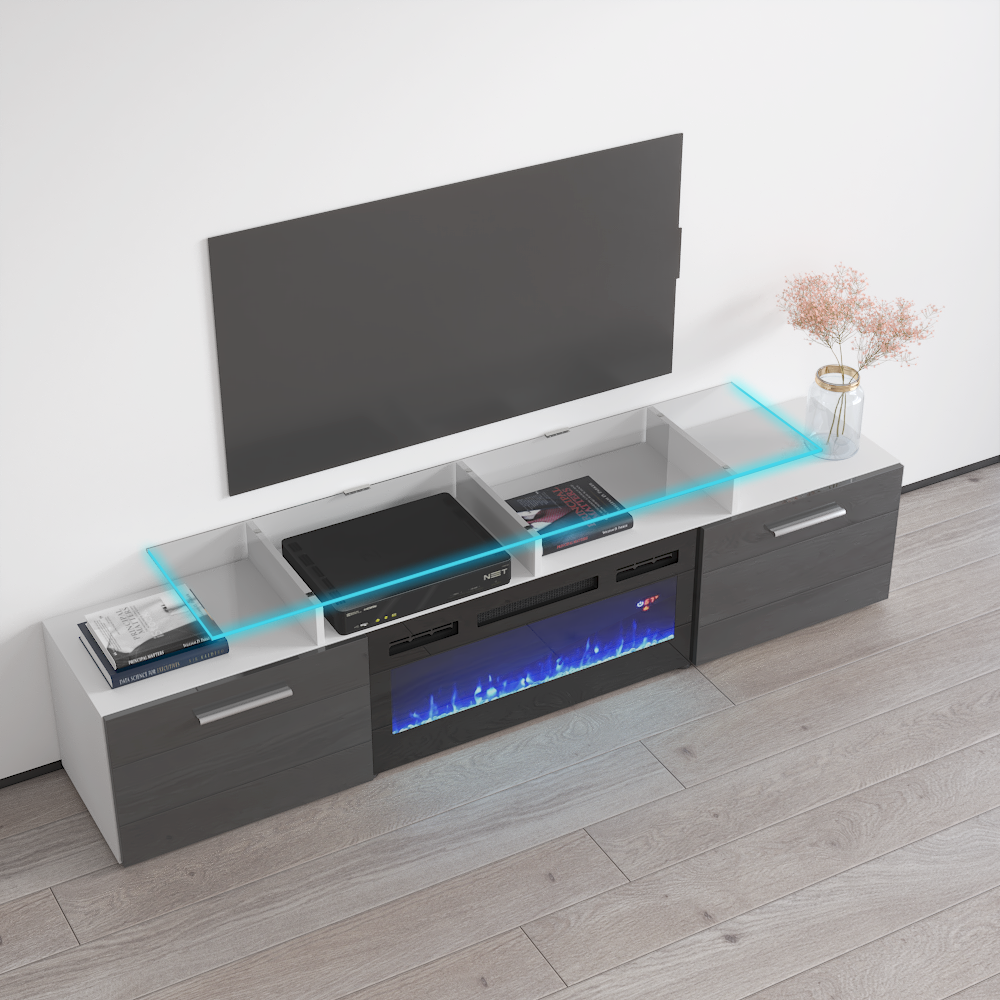 Rova BL-EF Fireplace TV Stand