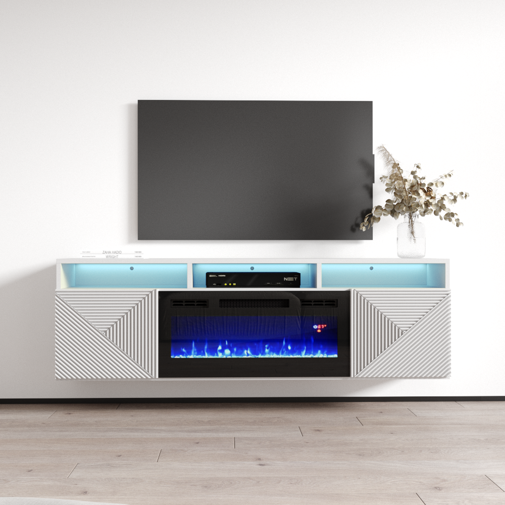 Giza BL-EF Floating Fireplace TV Stand