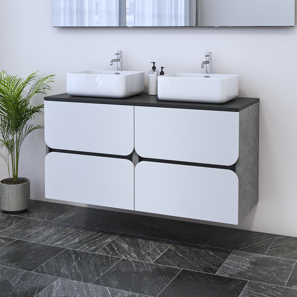 Azurro 4S 120 Double Sink Floating Bathroom Vanity