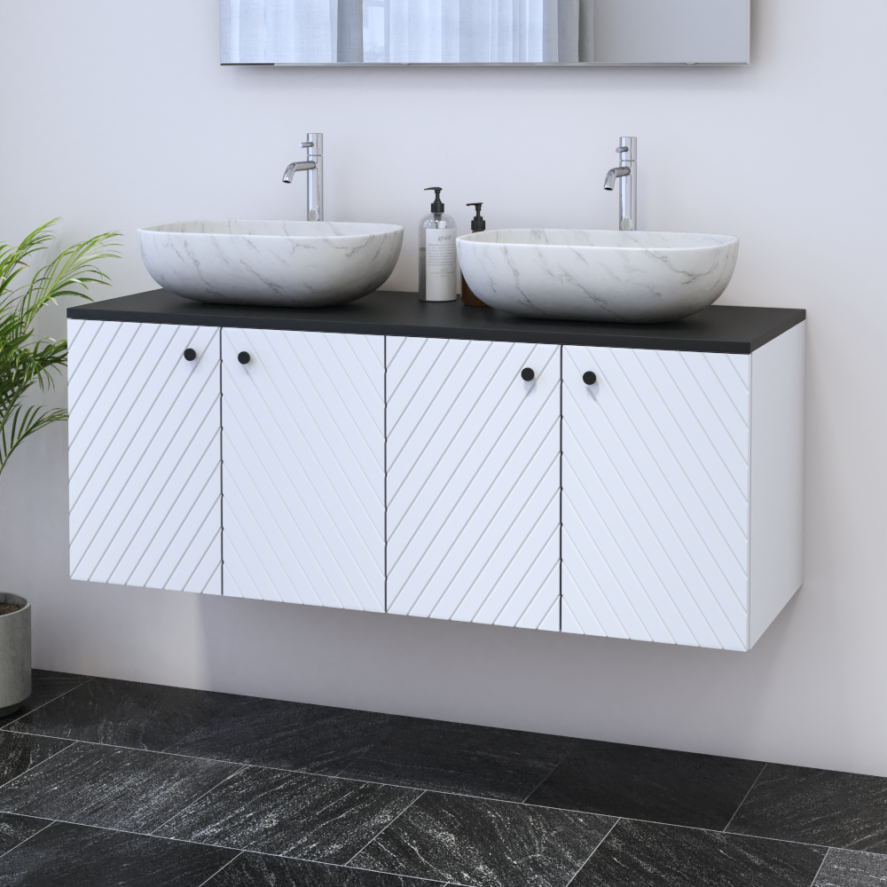 Avela 4D 120 Double Sink Floating Bathroom Vanity