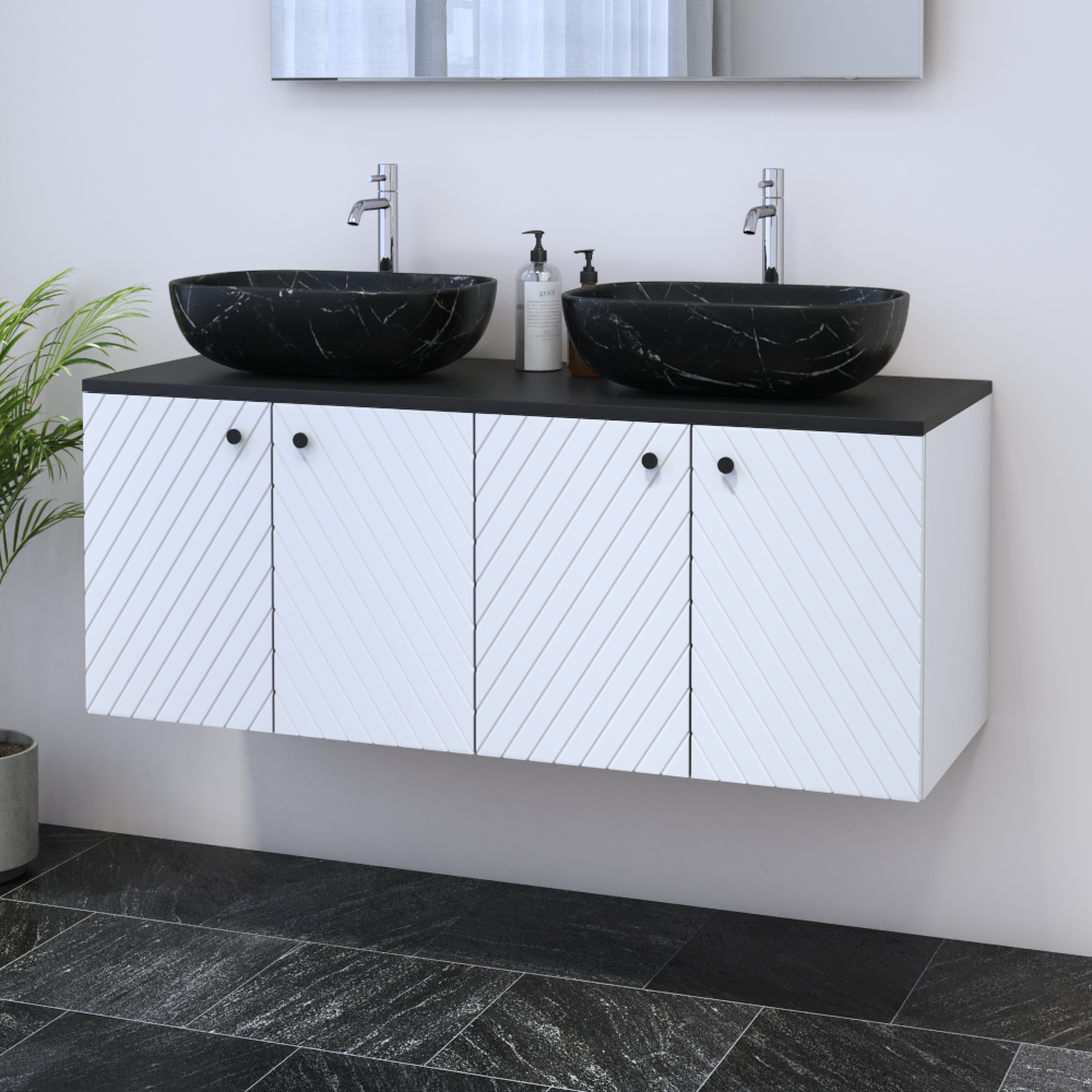 Avela 4D 120 Double Sink Floating Bathroom Vanity