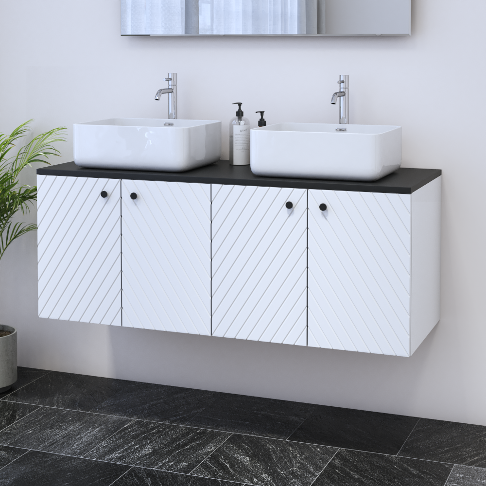 Avela 4D 120 Double Sink Floating Bathroom Vanity