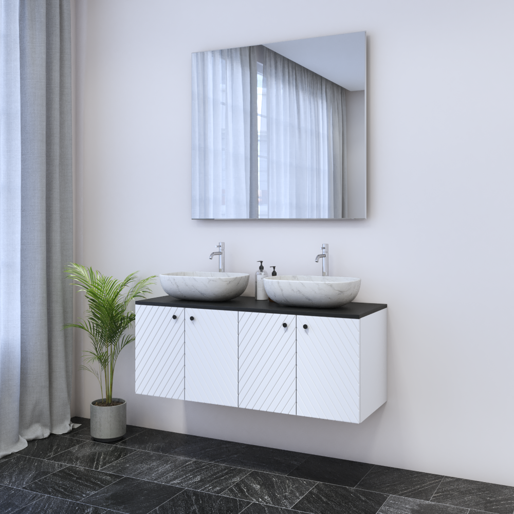 Avela 4D 120 Double Sink Floating Bathroom Vanity