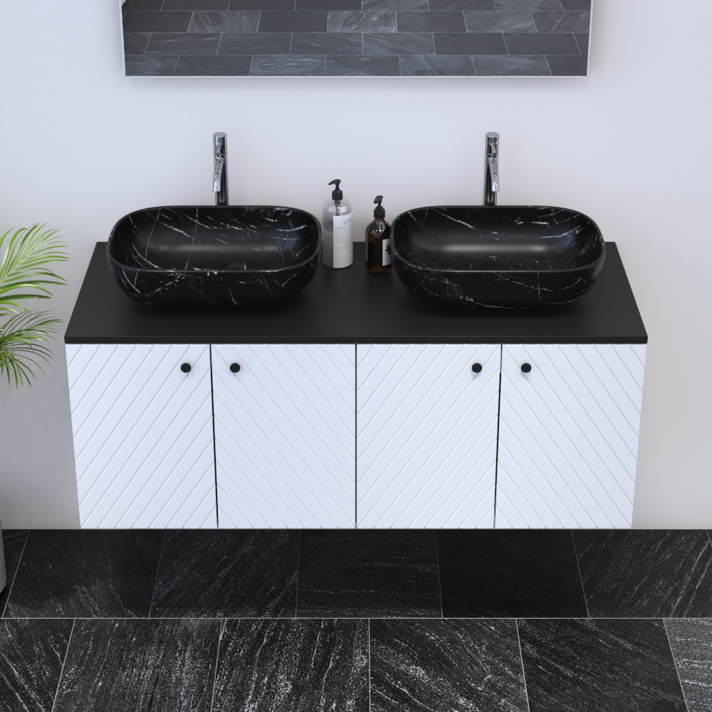 Avela 4D 120 Double Sink Floating Bathroom Vanity