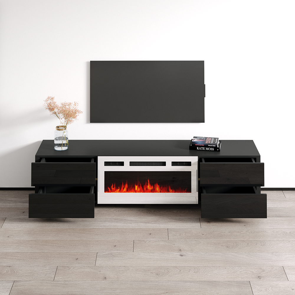 Bono 01 WH-EF Fireplace TV Stand