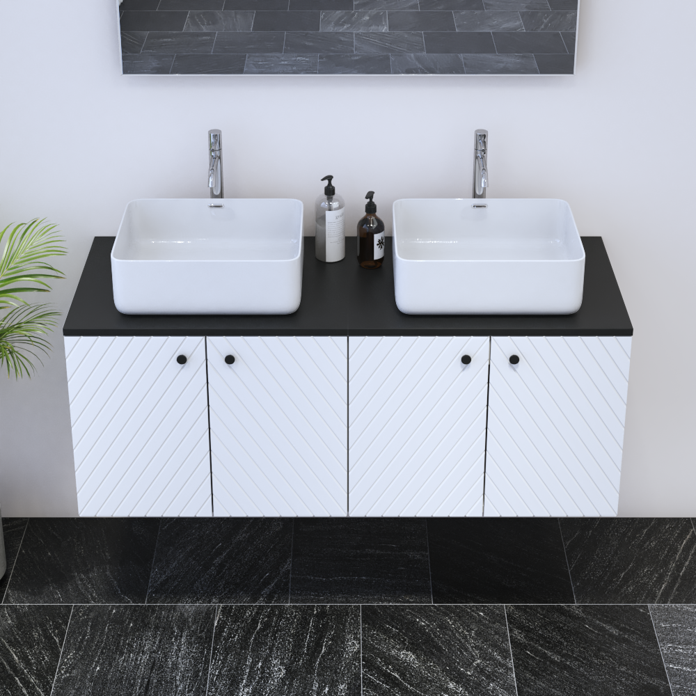 Avela 4D 120 Double Sink Floating Bathroom Vanity