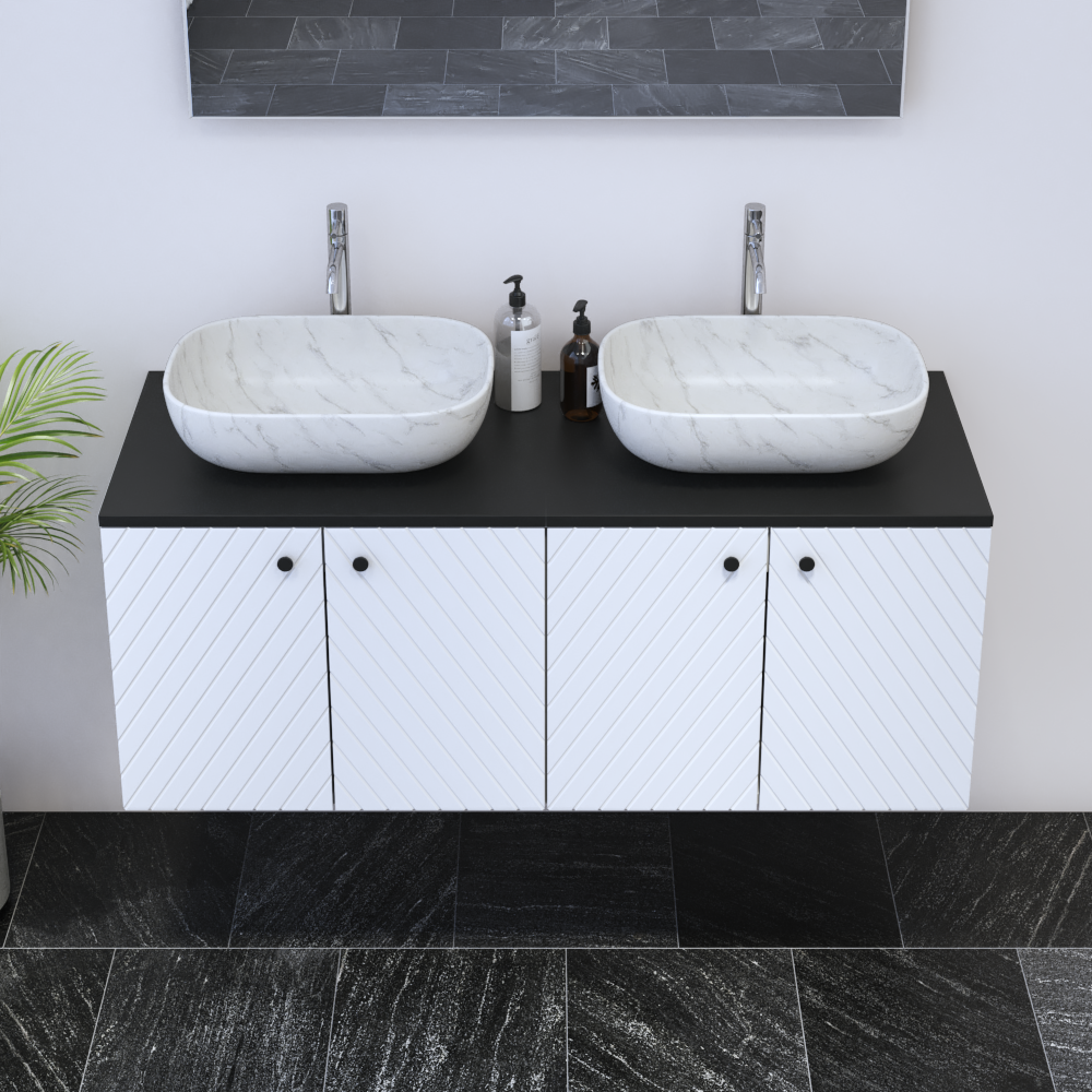 Avela 4D 120 Double Sink Floating Bathroom Vanity