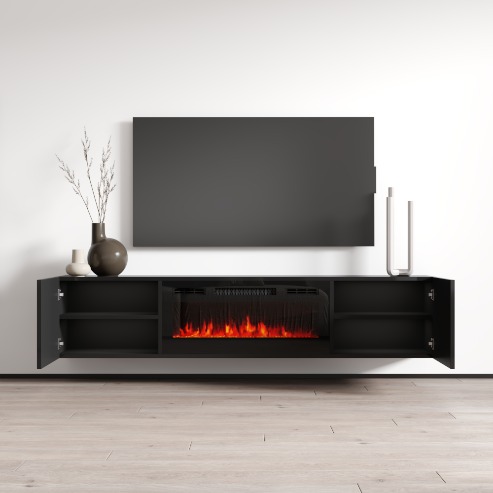 Cali BL-EF Floating Fireplace TV Stand