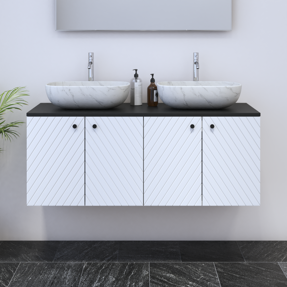 Avela 4D 120 Double Sink Floating Bathroom Vanity