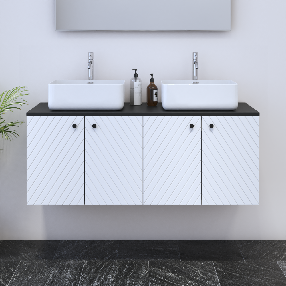 Avela 4D 120 Double Sink Floating Bathroom Vanity