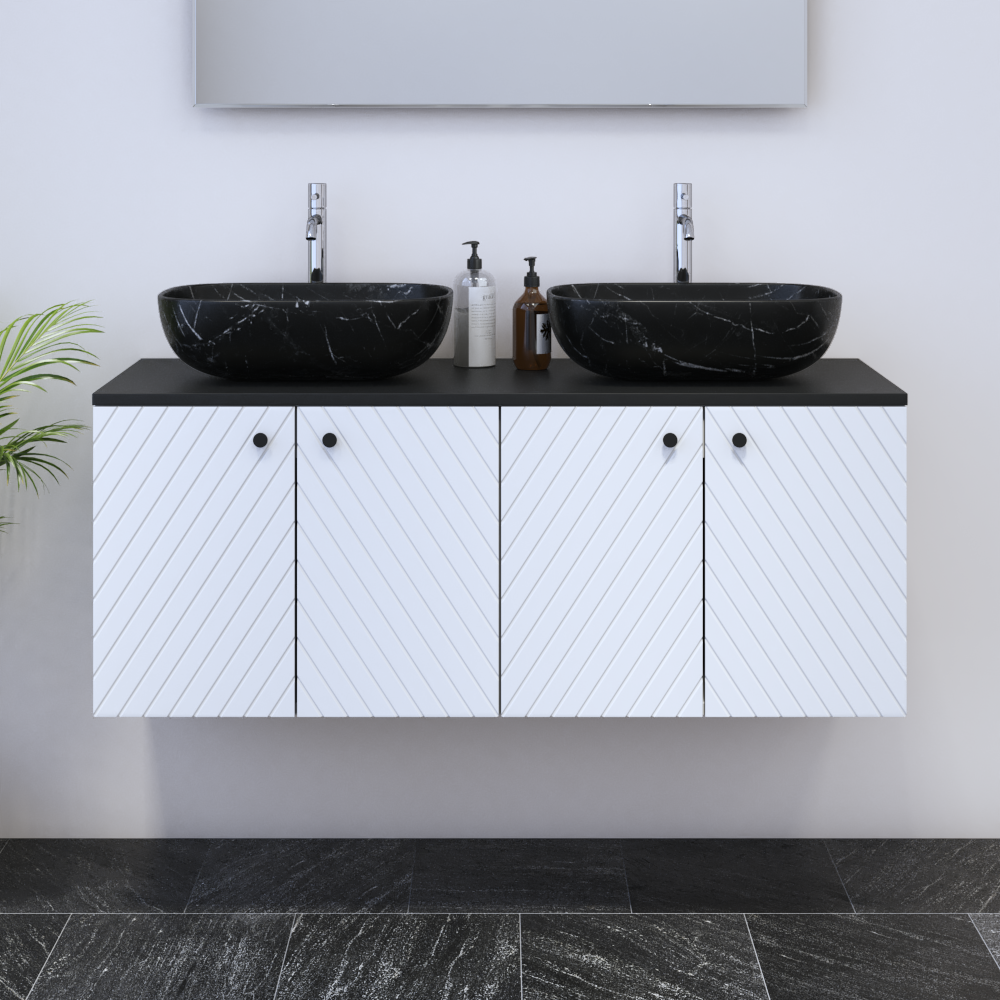 Avela 4D 120 Double Sink Floating Bathroom Vanity