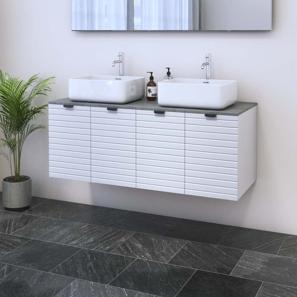 Capri 4D 120 Double Sink Floating Bathroom Vanity