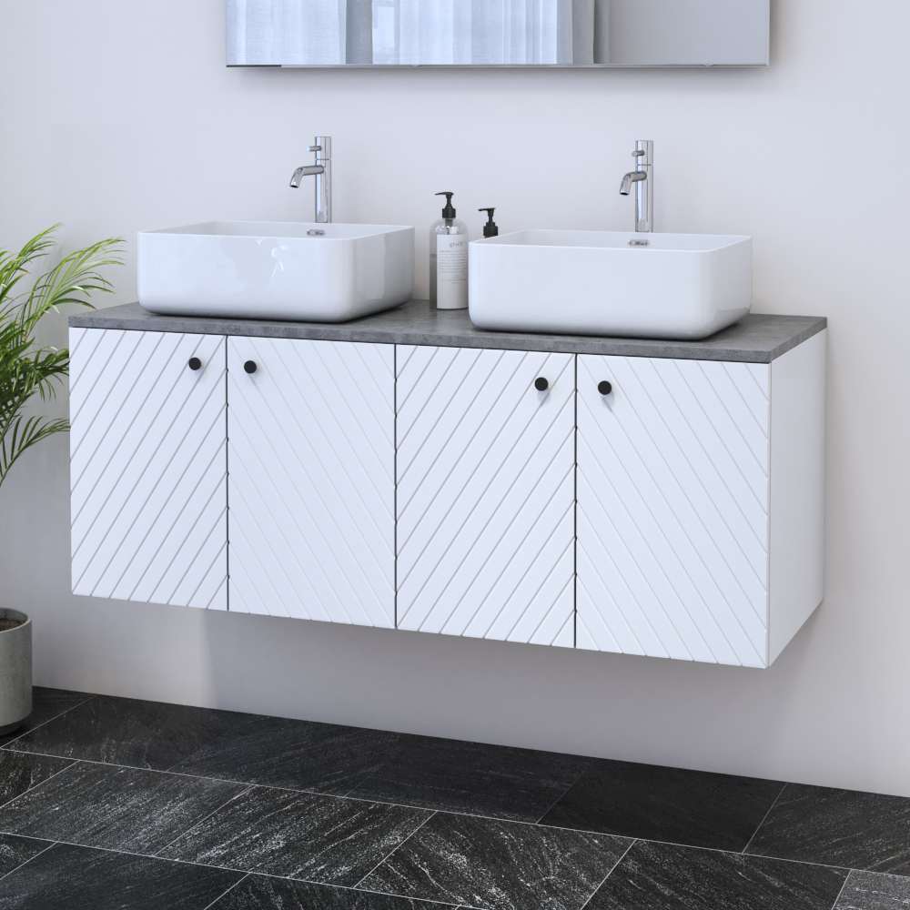 Avela 4D 120 Double Sink Floating Bathroom Vanity