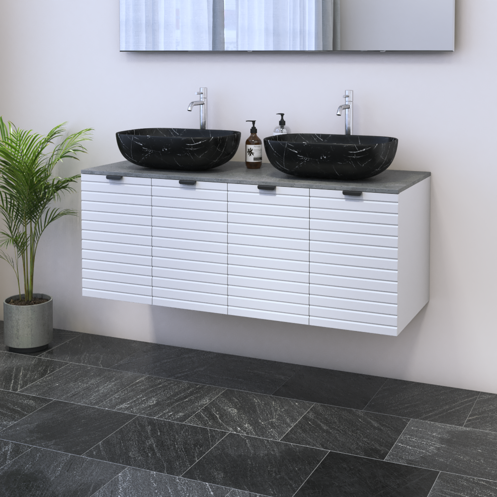 Capri 4D 120 Double Sink Floating Bathroom Vanity