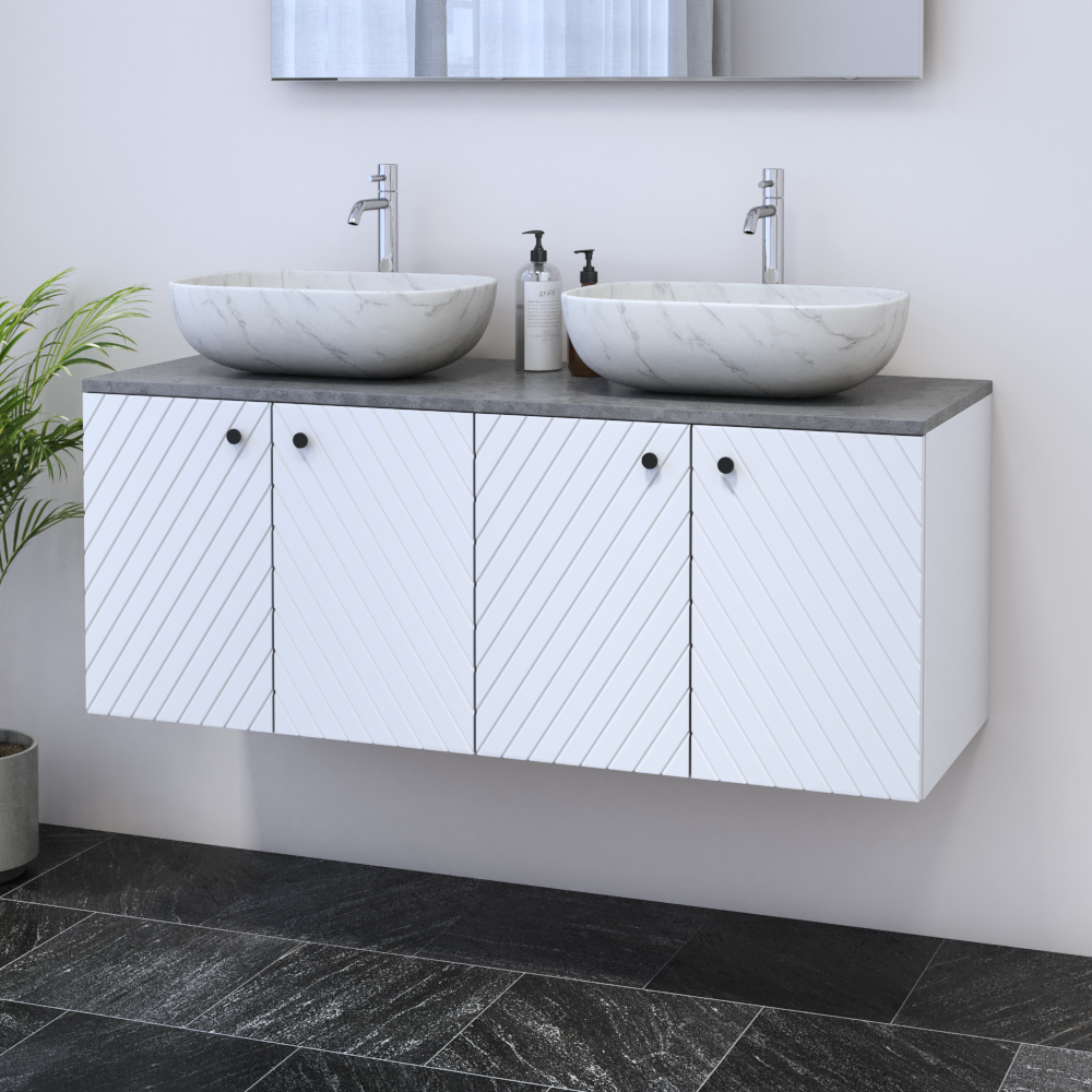 Avela 4D 120 Double Sink Floating Bathroom Vanity