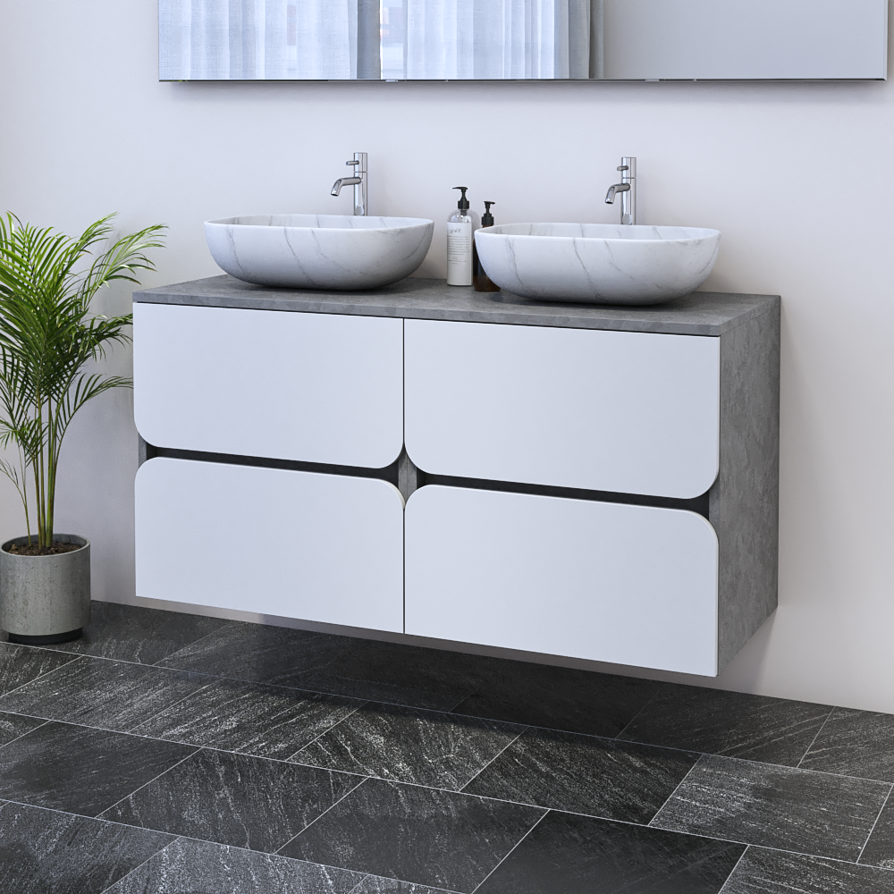 Azurro 4S 120 Double Sink Floating Bathroom Vanity