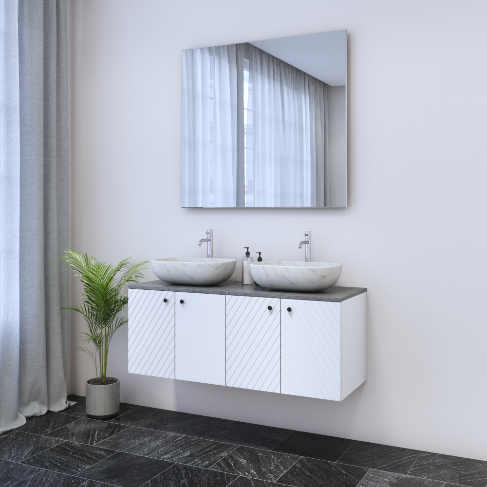 Avela 4D 120 Double Sink Floating Bathroom Vanity