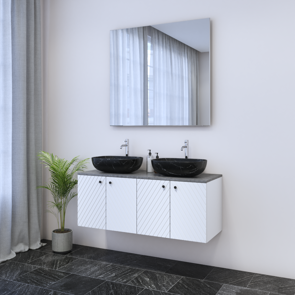 Avela 4D 120 Double Sink Floating Bathroom Vanity