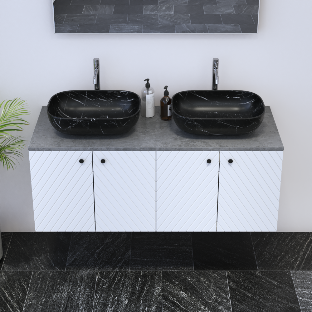 Avela 4D 120 Double Sink Floating Bathroom Vanity