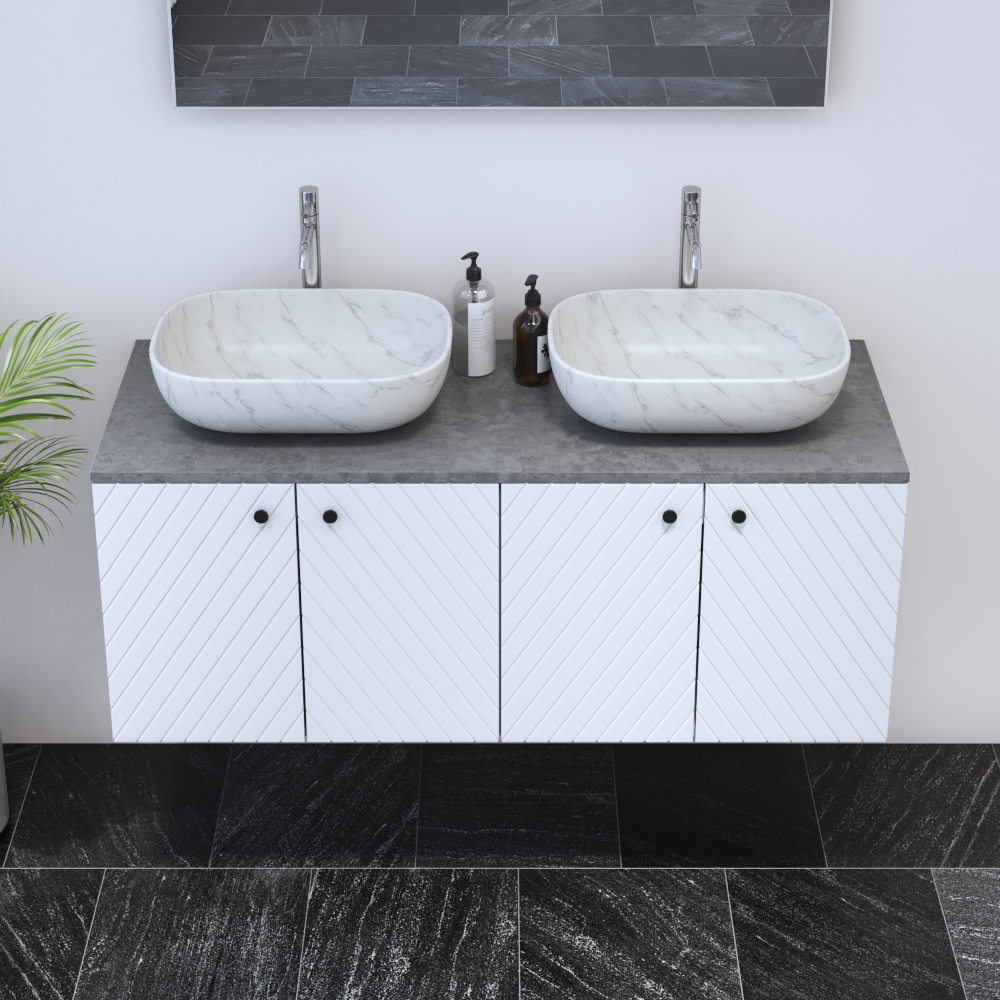 Avela 4D 120 Double Sink Floating Bathroom Vanity