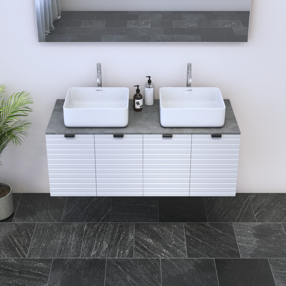 Capri 4D 120 Double Sink Floating Bathroom Vanity