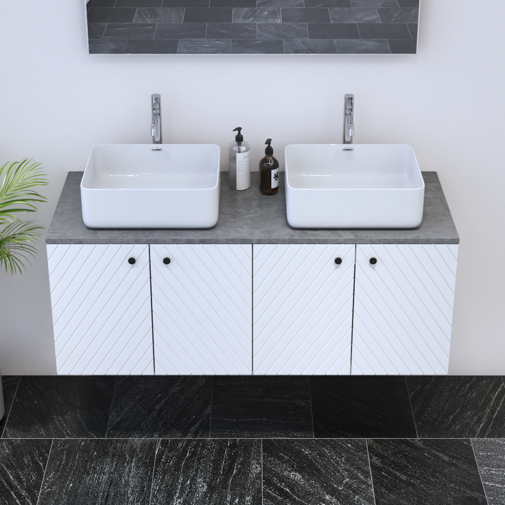 Avela 4D 120 Double Sink Floating Bathroom Vanity