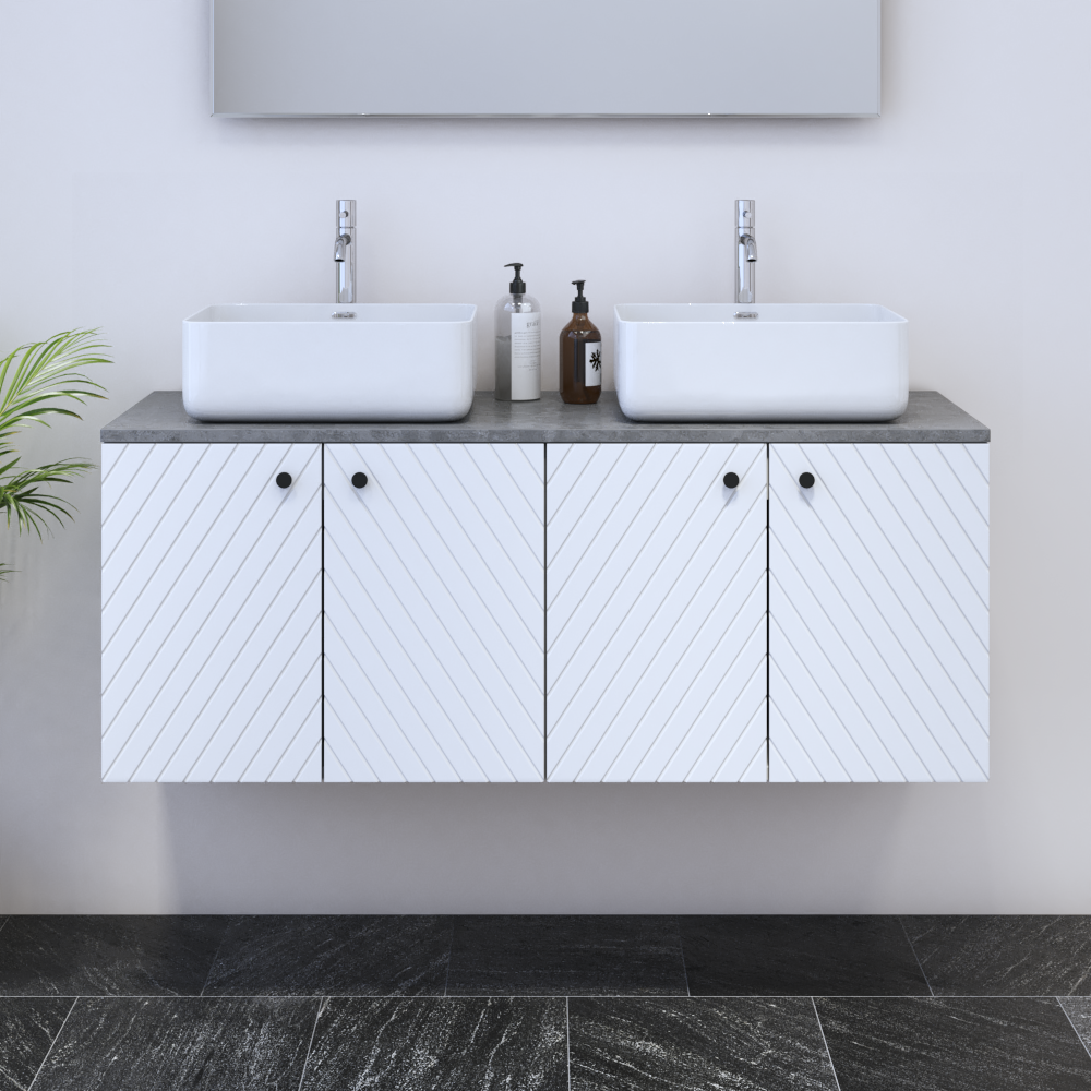 Avela 4D 120 Double Sink Floating Bathroom Vanity