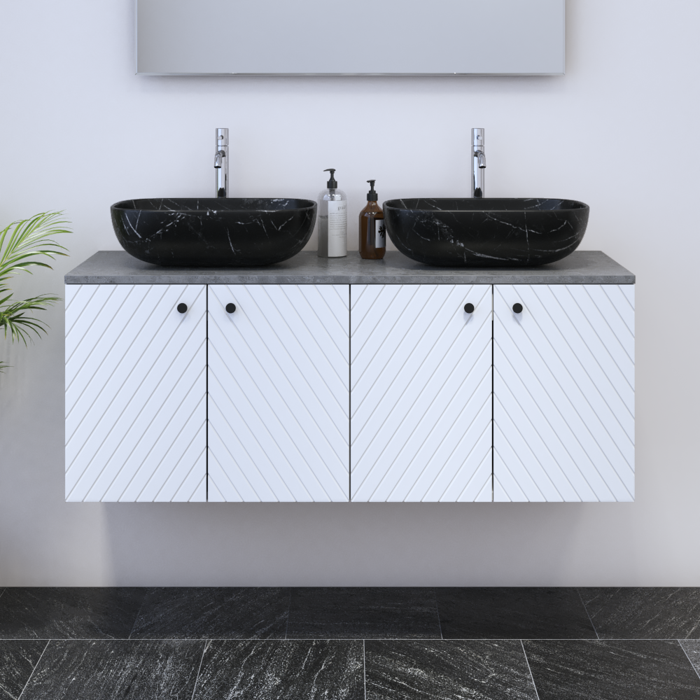 Avela 4D 120 Double Sink Floating Bathroom Vanity