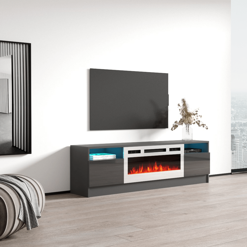 Duke 01 WH-EF Fireplace TV Stand