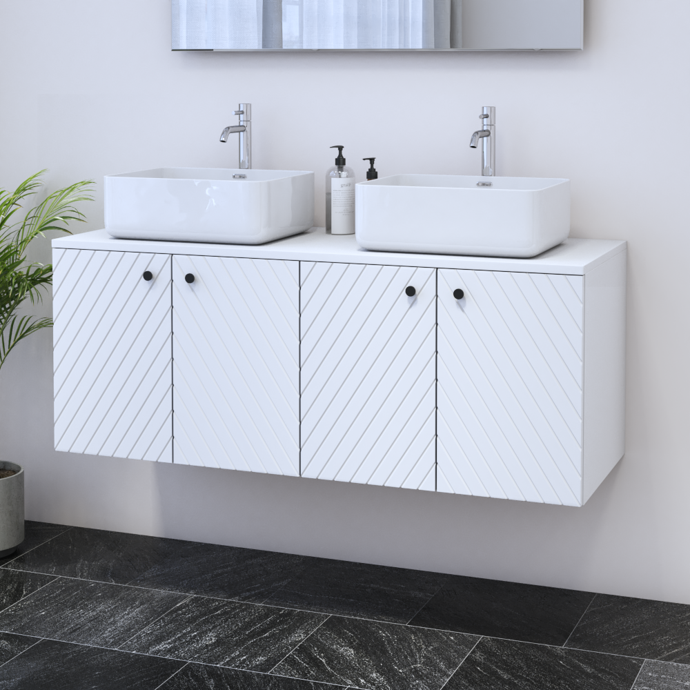 Avela 4D 120 Double Sink Floating Bathroom Vanity