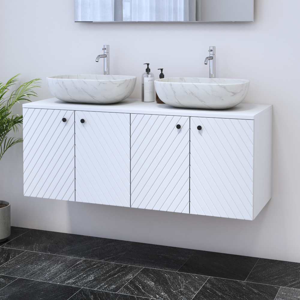 Avela 4D 120 Double Sink Floating Bathroom Vanity