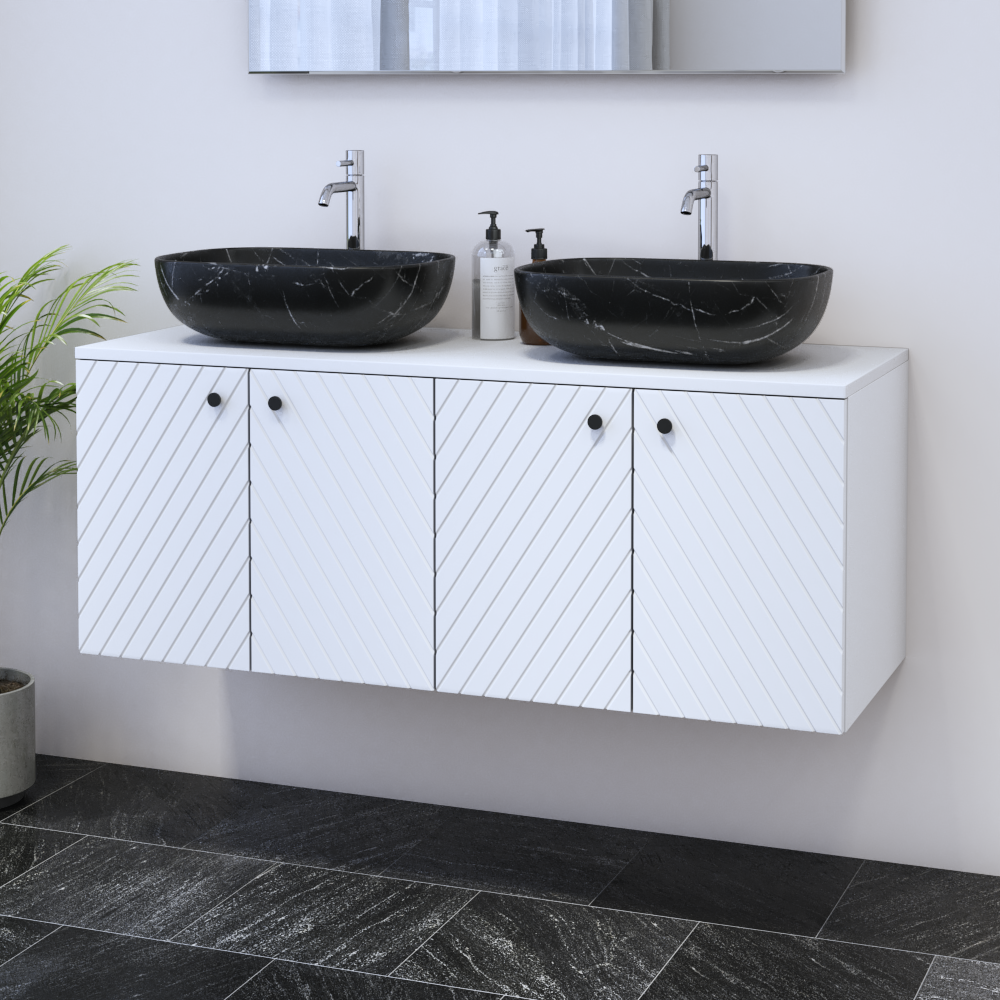 Avela 4D 120 Double Sink Floating Bathroom Vanity