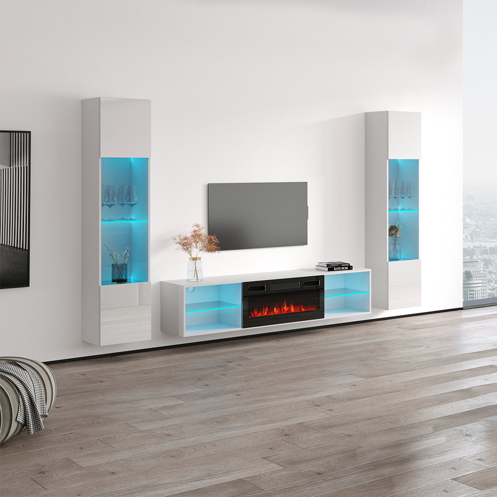 Lima BL-EF Floating Fireplace Entertainment Center