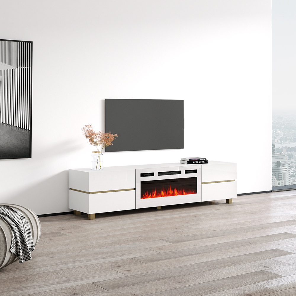 Bono 01 WH-EF Fireplace TV Stand