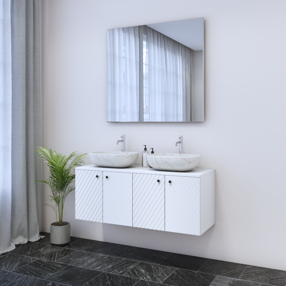 Avela 4D 120 Double Sink Floating Bathroom Vanity